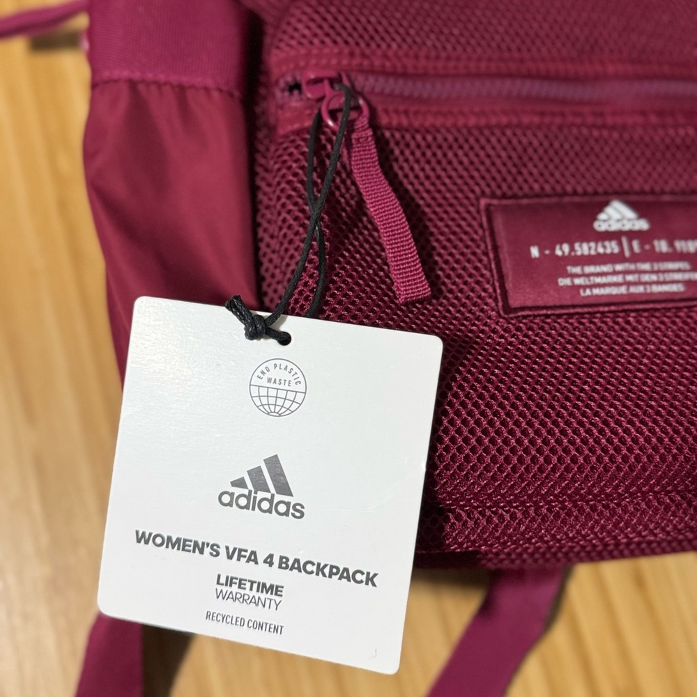 adidas VFA 4 Backpack in Burgundy - Picture 2 of 5